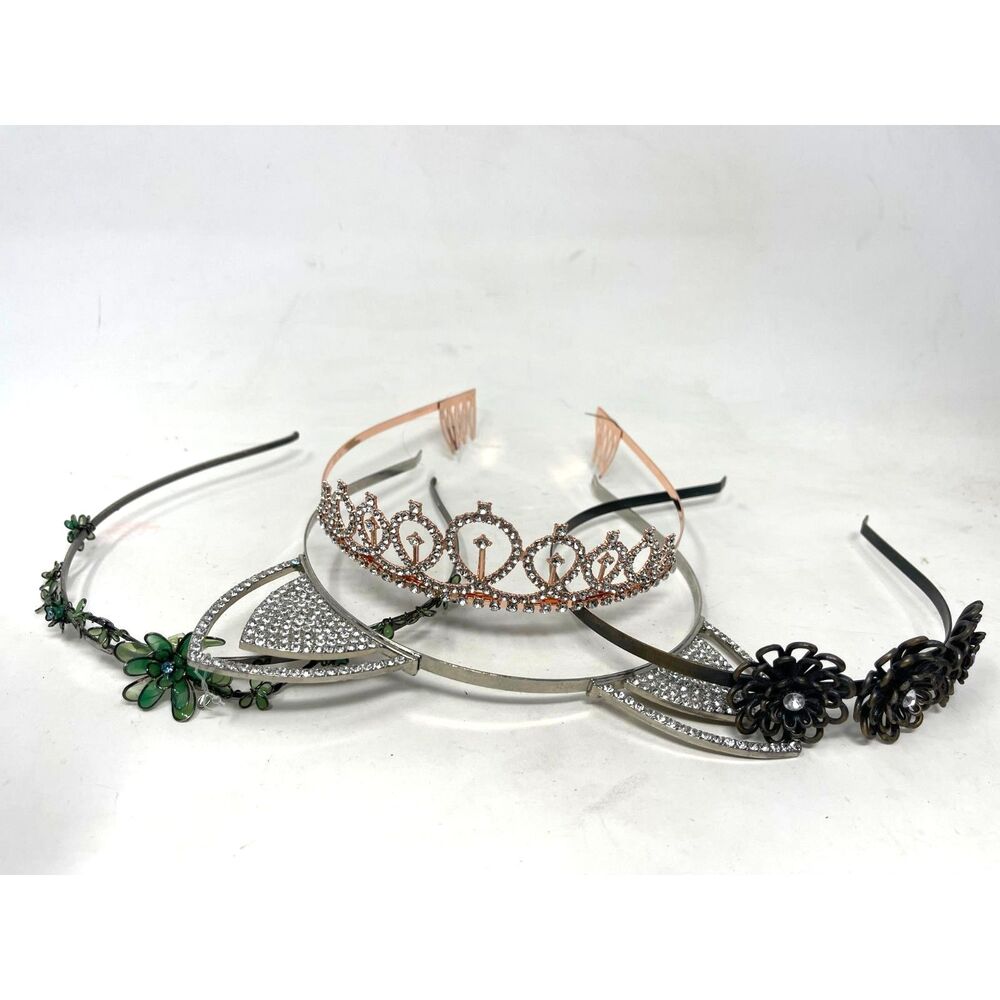 Colorful Lot Headbands Flower 4 Piece Rhinestone Cat Ears Tiara Metal Vintage